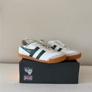 Gola Classic White and Dark Green Trainers